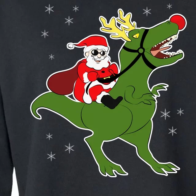 Santa Riding T-Rex Cropped Pullover Crew