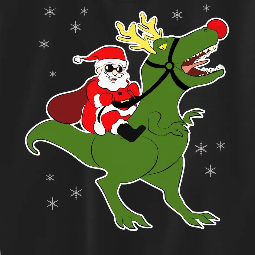 Santa Riding T-Rex Kids Sweatshirt