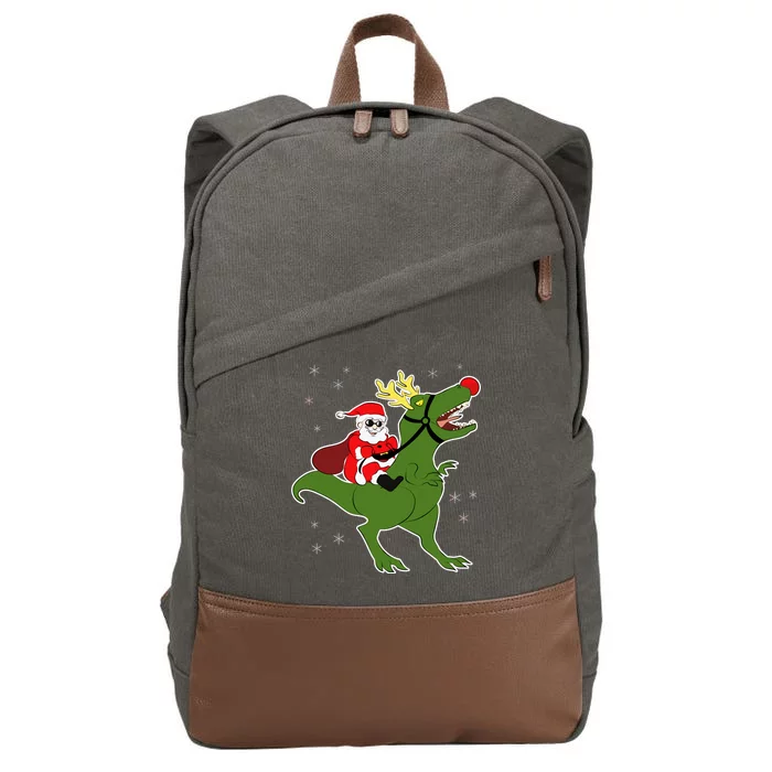 Santa Riding T-Rex Cotton Canvas Backpack