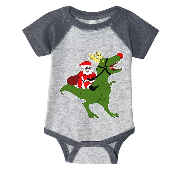 Santa Riding T-Rex Infant Baby Jersey Bodysuit