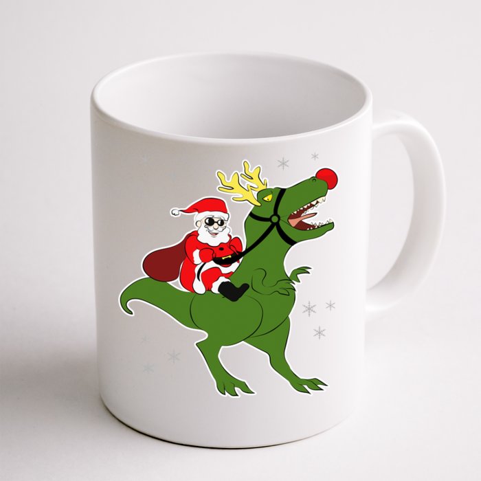 Santa Riding T-Rex Front & Back Coffee Mug