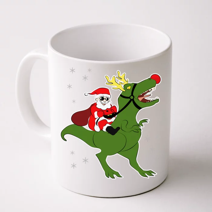 Santa Riding T-Rex Front & Back Coffee Mug