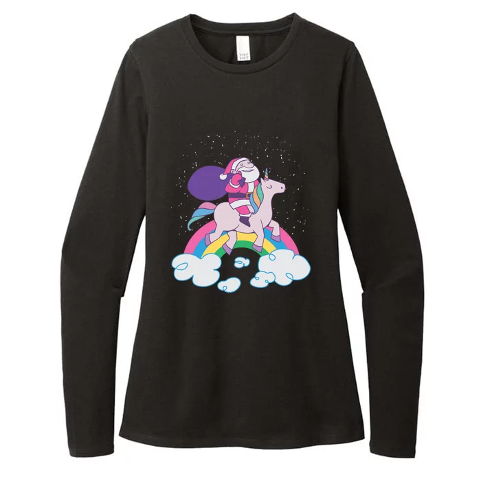 Santa Riding Unicorn Womens CVC Long Sleeve Shirt