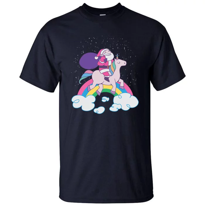 Santa Riding Unicorn Tall T-Shirt