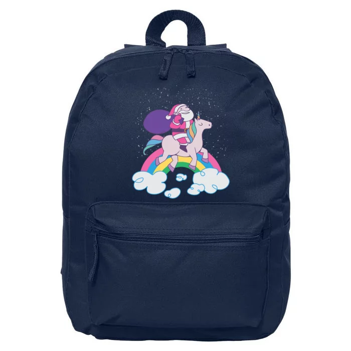 Santa Riding Unicorn 16 in Basic Backpack