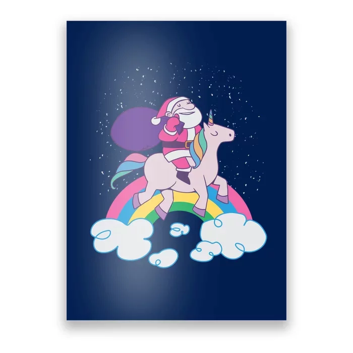 Santa Riding Unicorn Poster