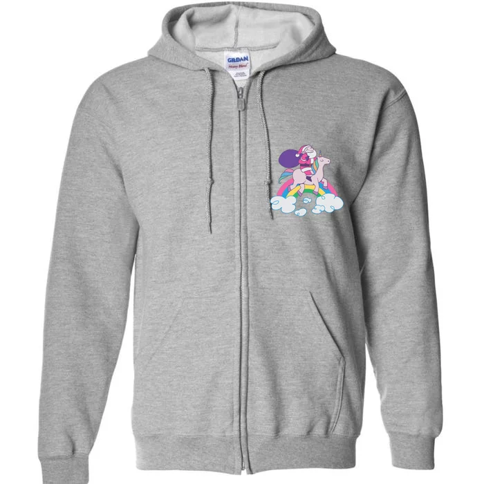 Santa Riding Unicorn Full Zip Hoodie