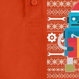 Santa Robot Ugly Christmas Dry Zone Grid Performance Polo