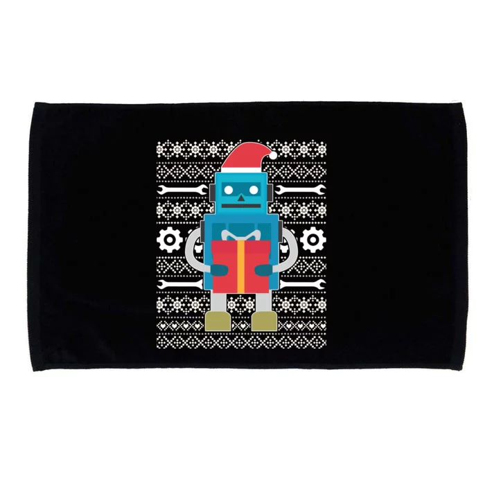 Santa Robot Ugly Christmas Microfiber Hand Towel