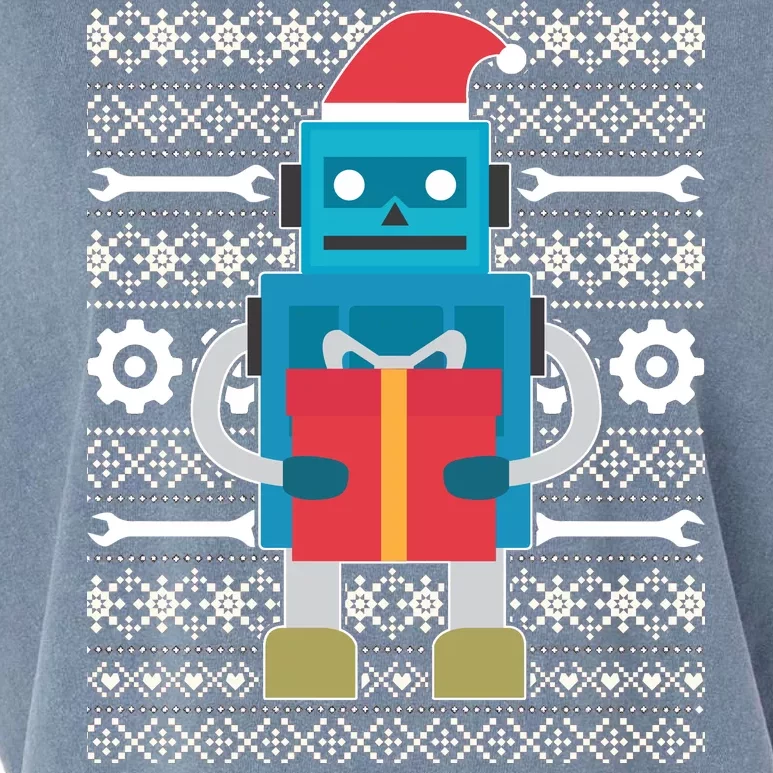 Santa Robot Ugly Christmas Garment-Dyed Women's Muscle Tee