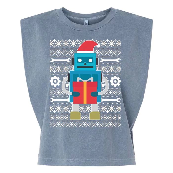 Santa Robot Ugly Christmas Garment-Dyed Women's Muscle Tee