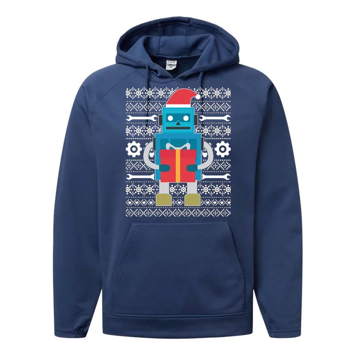 Santa Robot Ugly Christmas Performance Fleece Hoodie