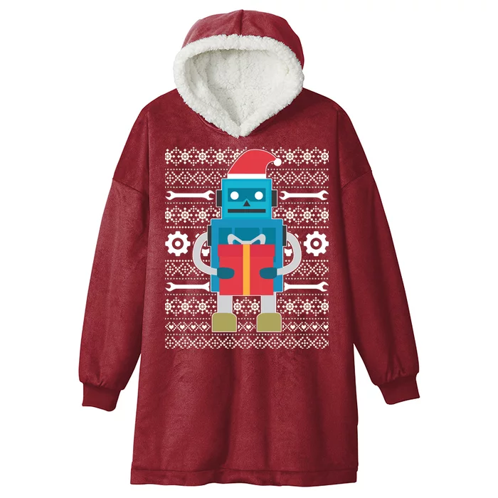 Santa Robot Ugly Christmas Hooded Wearable Blanket