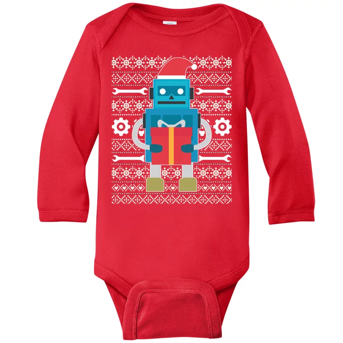 Santa Robot Ugly Christmas Baby Long Sleeve Bodysuit