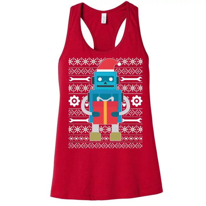 Santa Robot Ugly Christmas Women's Racerback Tank