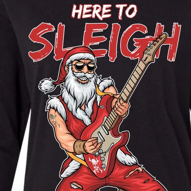 Santa Rocks Here To Sleigh Womens Cotton Relaxed Long Sleeve T-Shirt