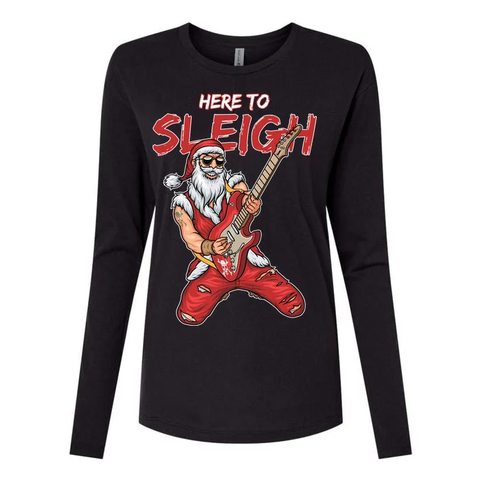 Santa Rocks Here To Sleigh Womens Cotton Relaxed Long Sleeve T-Shirt