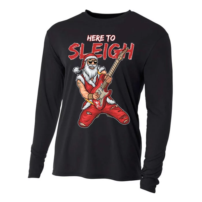 Santa Rocks Here To Sleigh Cooling Performance Long Sleeve Crew