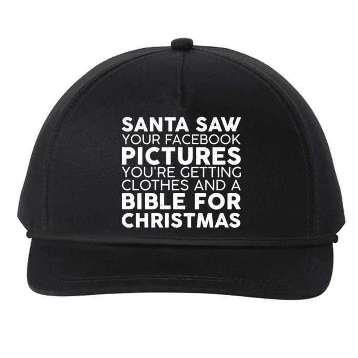 Santa Saw Your Facebook Pictures Christmas Snapback Five-Panel Rope Hat