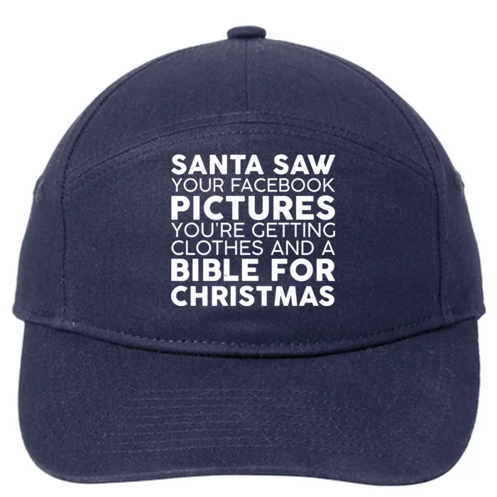 Santa Saw Your Facebook Pictures Christmas 7-Panel Snapback Hat