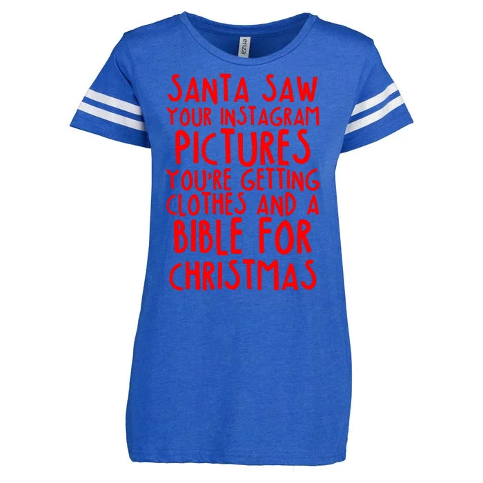 Santa Saw Your Instagram Pictures Enza Ladies Jersey Football T-Shirt