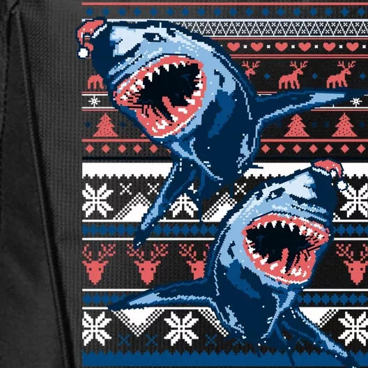 Santa Shark Ugly Christmas Sweater City Backpack