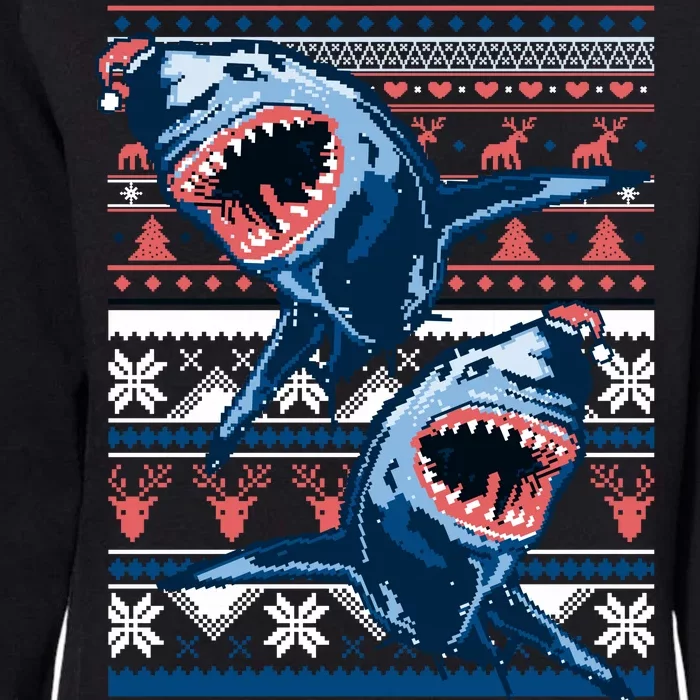 Santa Shark Ugly Christmas Sweater Womens California Wash Sweatshirt