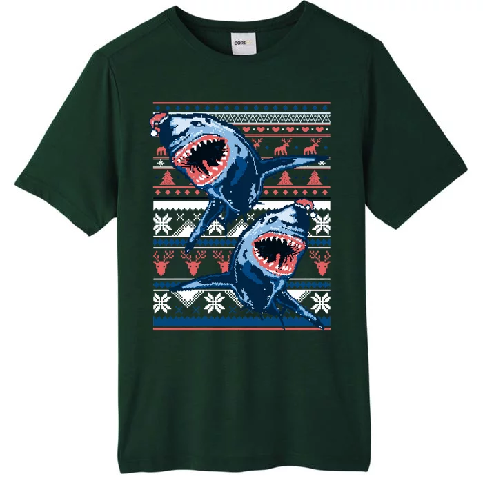 Santa Shark Ugly Christmas Sweater ChromaSoft Performance T-Shirt