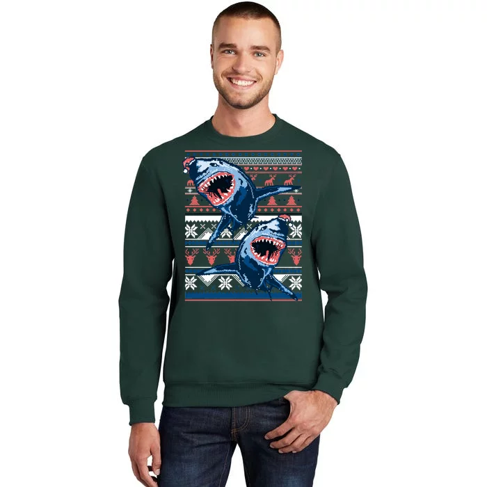 Santa Shark Ugly Christmas Sweater Tall Sweatshirt