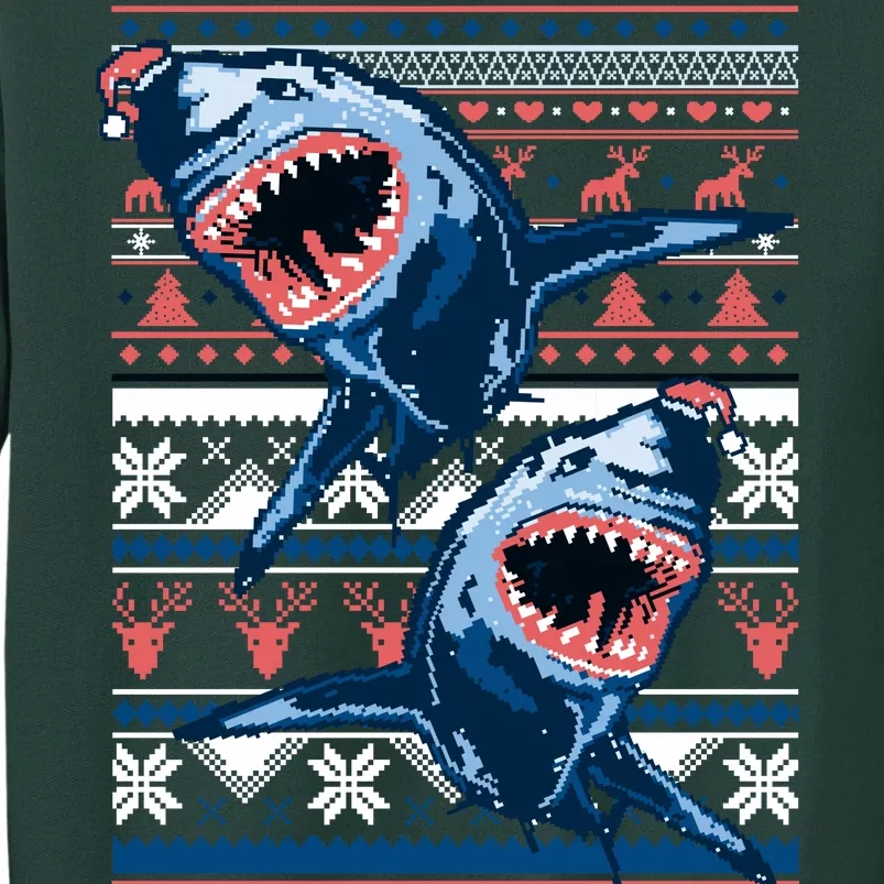 Santa Shark Ugly Christmas Sweater Tall Sweatshirt