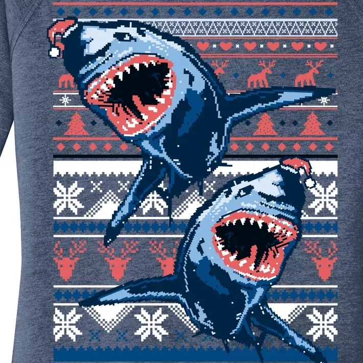 Santa Shark Ugly Christmas Sweater Women's Perfect Tri Tunic Long Sleeve Shirt