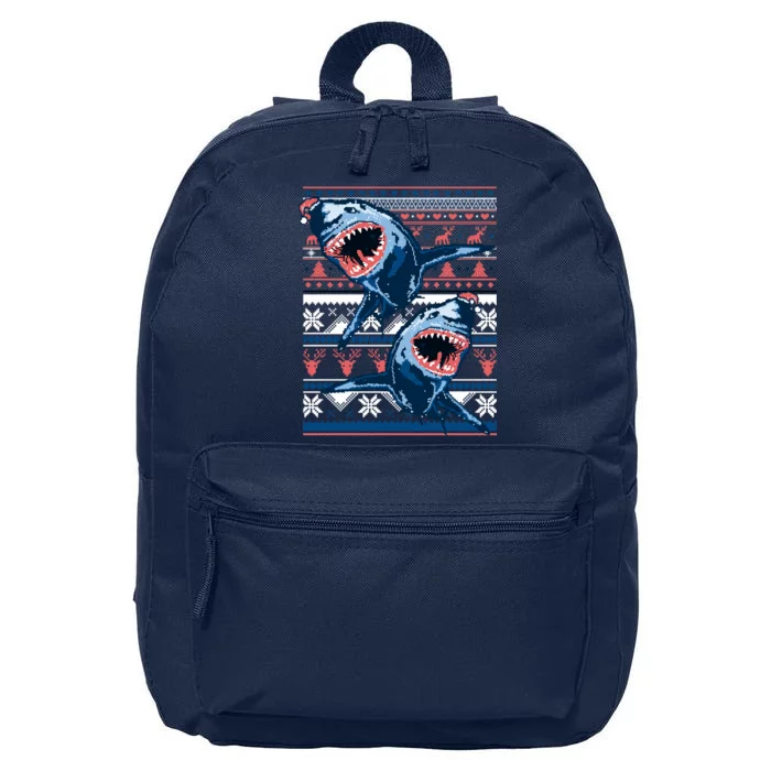 Santa Shark Ugly Christmas Sweater 16 in Basic Backpack