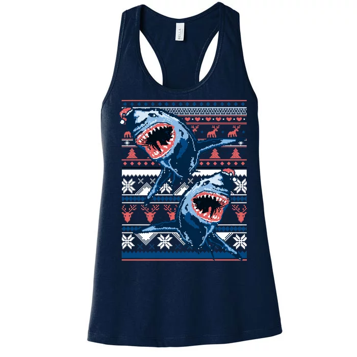 Santa Shark Ugly Christmas Sweater Women's Racerback Tank