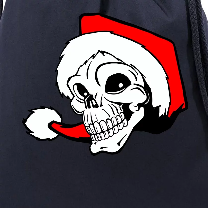 Santa Skull Drawstring Bag