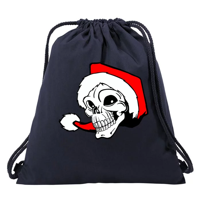 Santa Skull Drawstring Bag