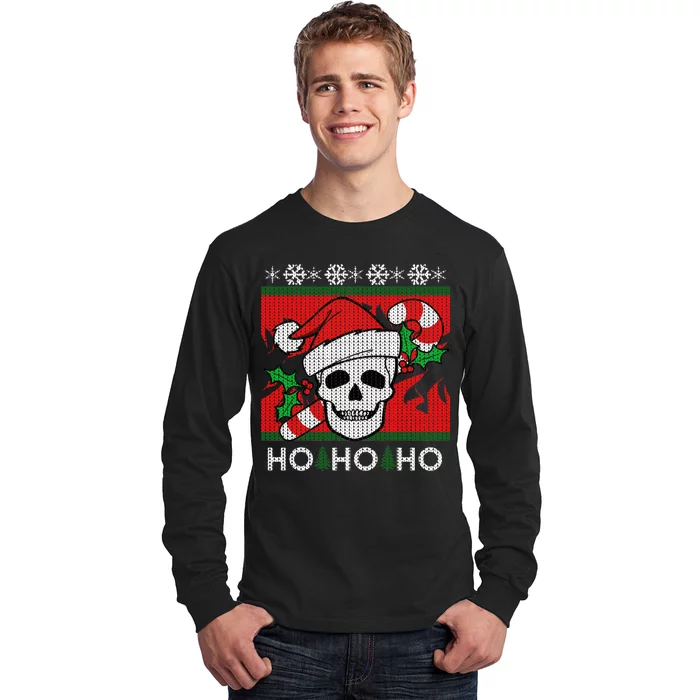 Santa Skull Candy Cane Ugly Christmas Sweater Long Sleeve Shirt