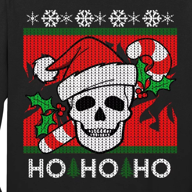 Santa Skull Candy Cane Ugly Christmas Sweater Long Sleeve Shirt