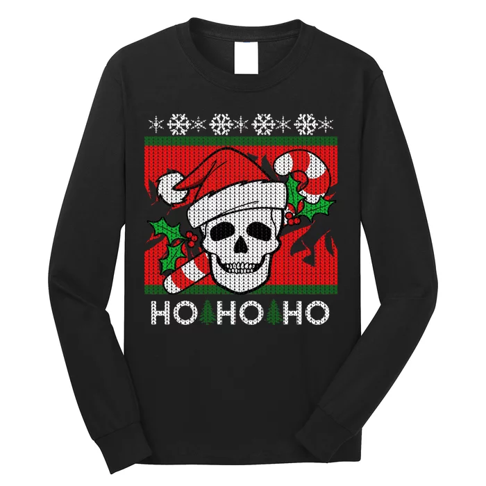 Santa Skull Candy Cane Ugly Christmas Sweater Long Sleeve Shirt