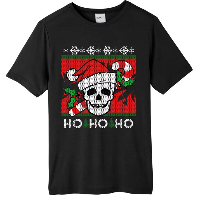 Santa Skull Candy Cane Ugly Christmas Sweater ChromaSoft Performance T-Shirt