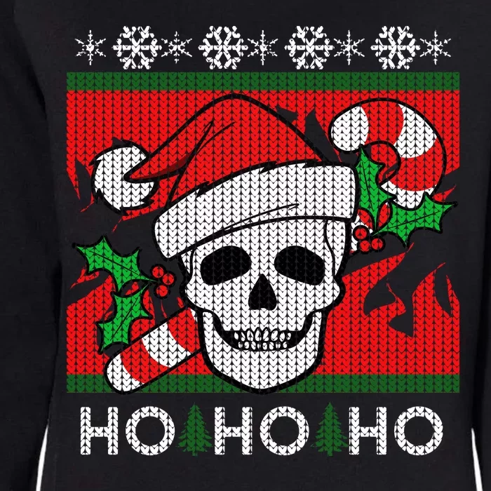 Santa Skull Candy Cane Ugly Christmas Sweater Womens California Wash Sweatshirt