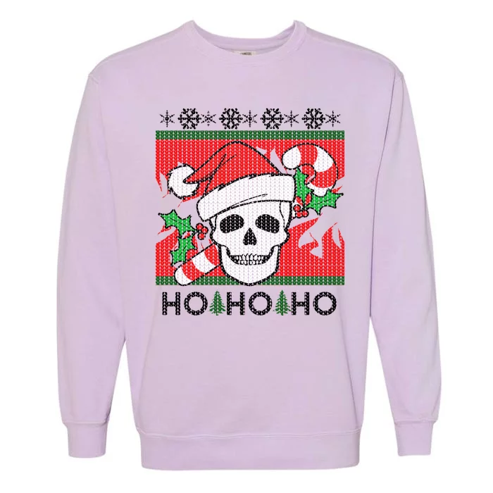 Santa Skull Candy Cane Ugly Christmas Sweater Garment-Dyed Sweatshirt