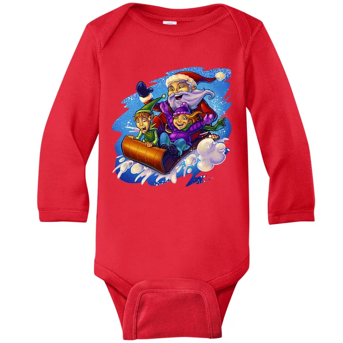 Santa Sleigh Baby Long Sleeve Bodysuit