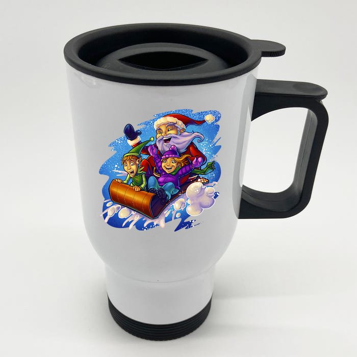 Santa Sleigh Front & Back Stainless Steel Travel Mug