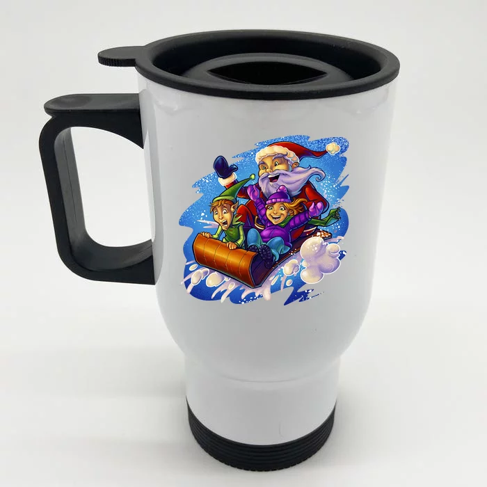 Santa Sleigh Front & Back Stainless Steel Travel Mug