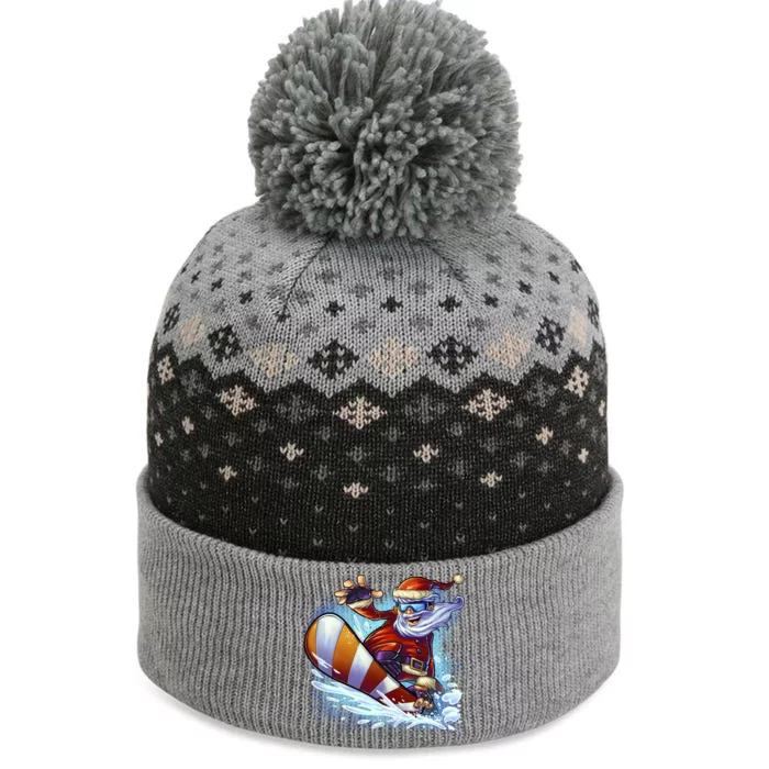 Santa Snowboard The Baniff Cuffed Pom Beanie