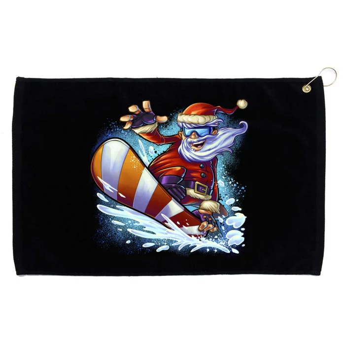 Santa Snowboard Grommeted Golf Towel