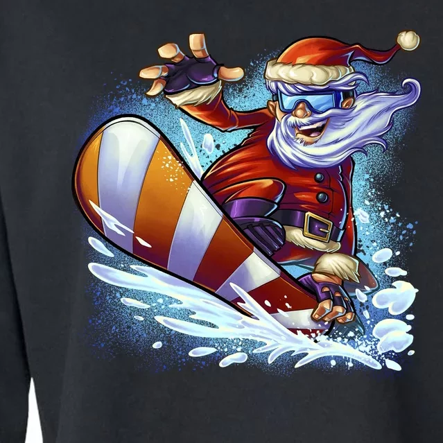 Santa Snowboard Cropped Pullover Crew