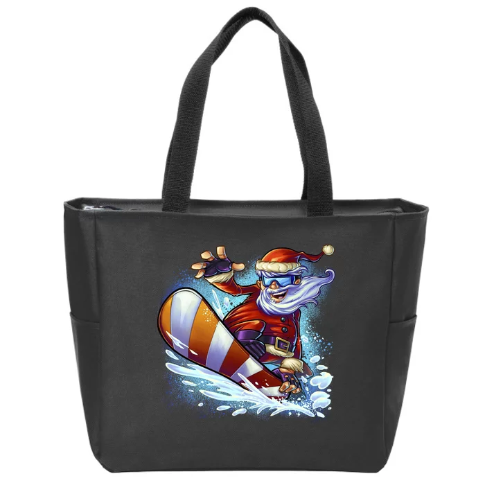 Santa Snowboard Zip Tote Bag