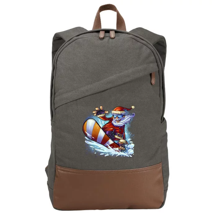 Santa Snowboard Cotton Canvas Backpack