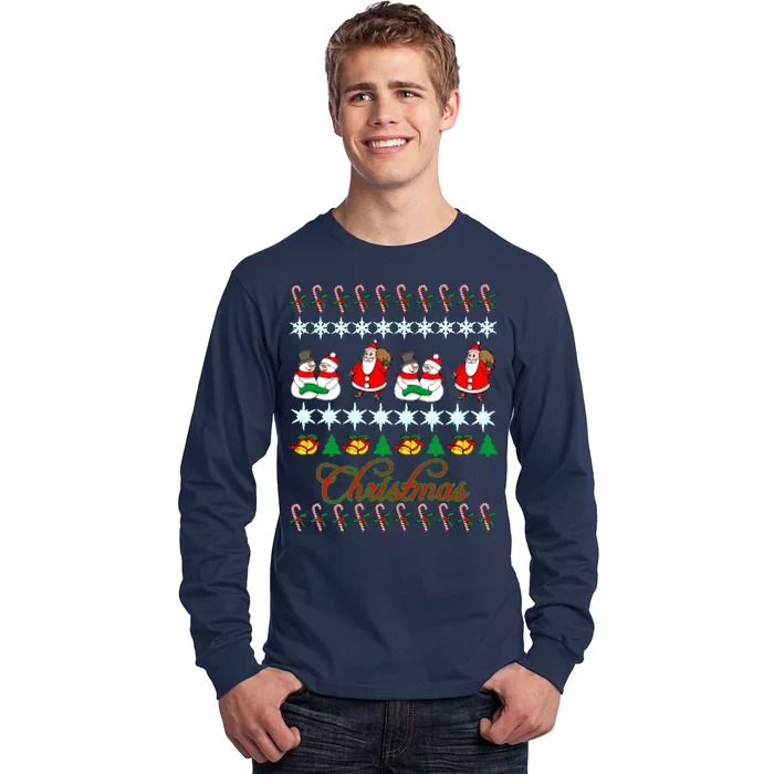 Santa Snowman Ugly Christmas Sweater Long Sleeve Shirt